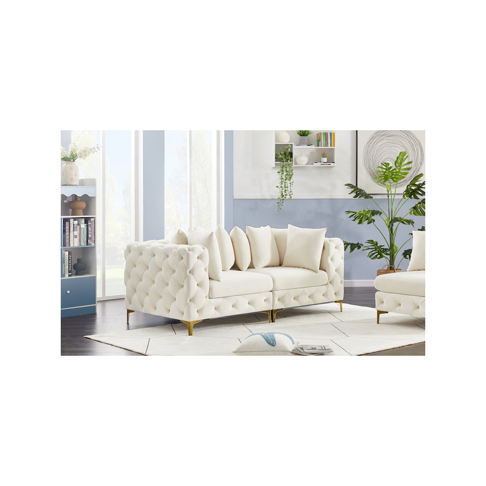 Tremblay Cream Velvet Modular Sofa. Picture 2