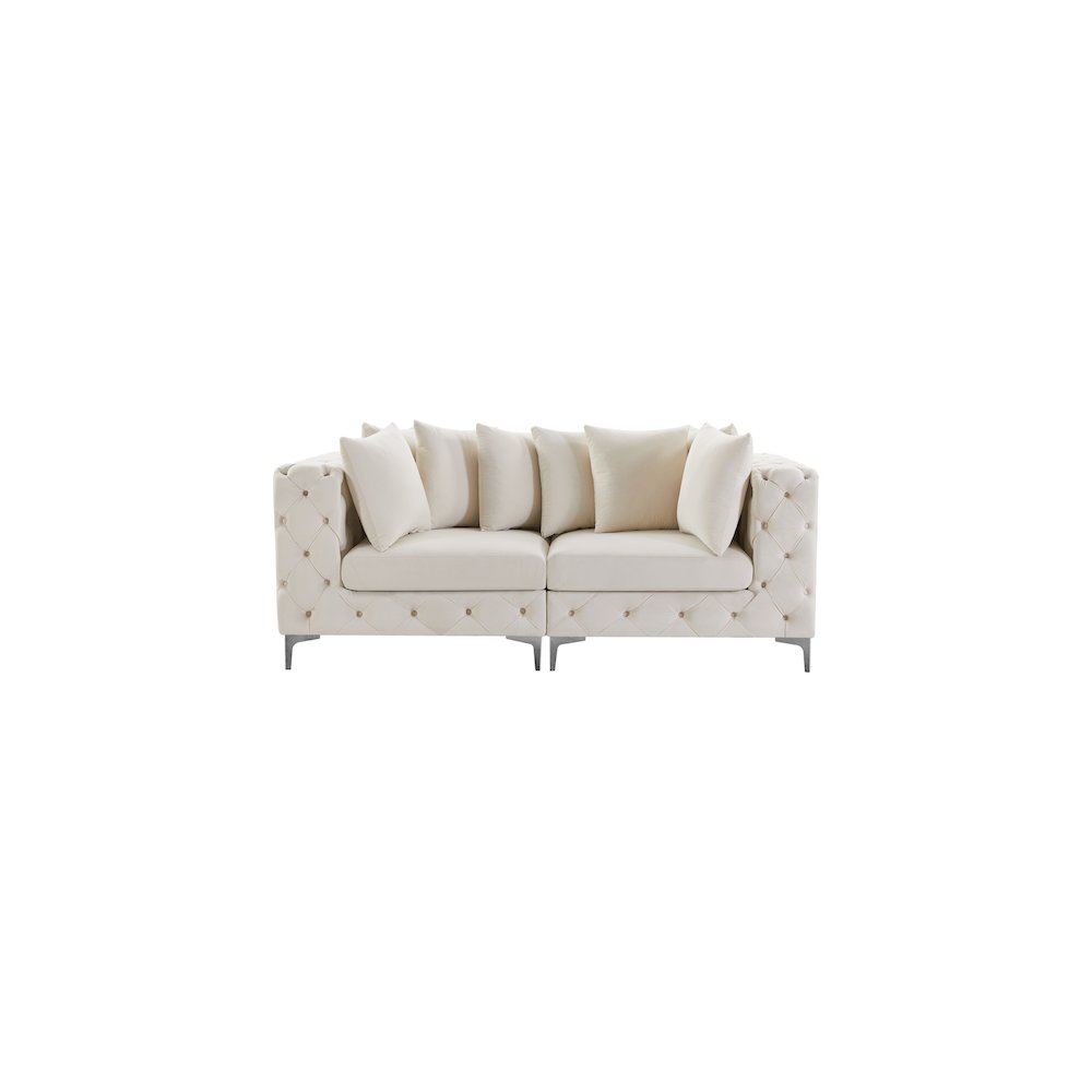 Tremblay Cream Velvet Modular Sofa. Picture 5