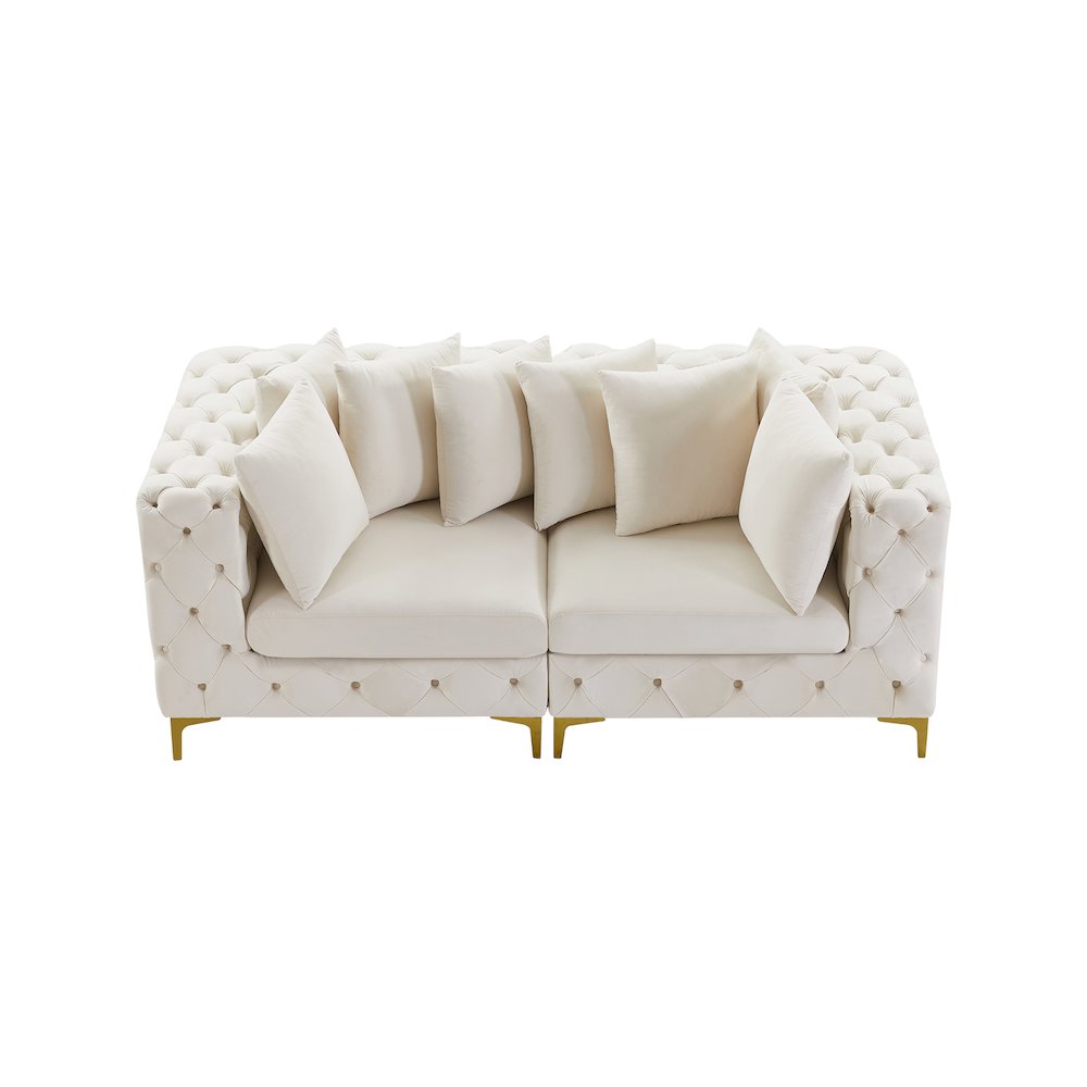 Tremblay Cream Velvet Modular Sofa. Picture 6