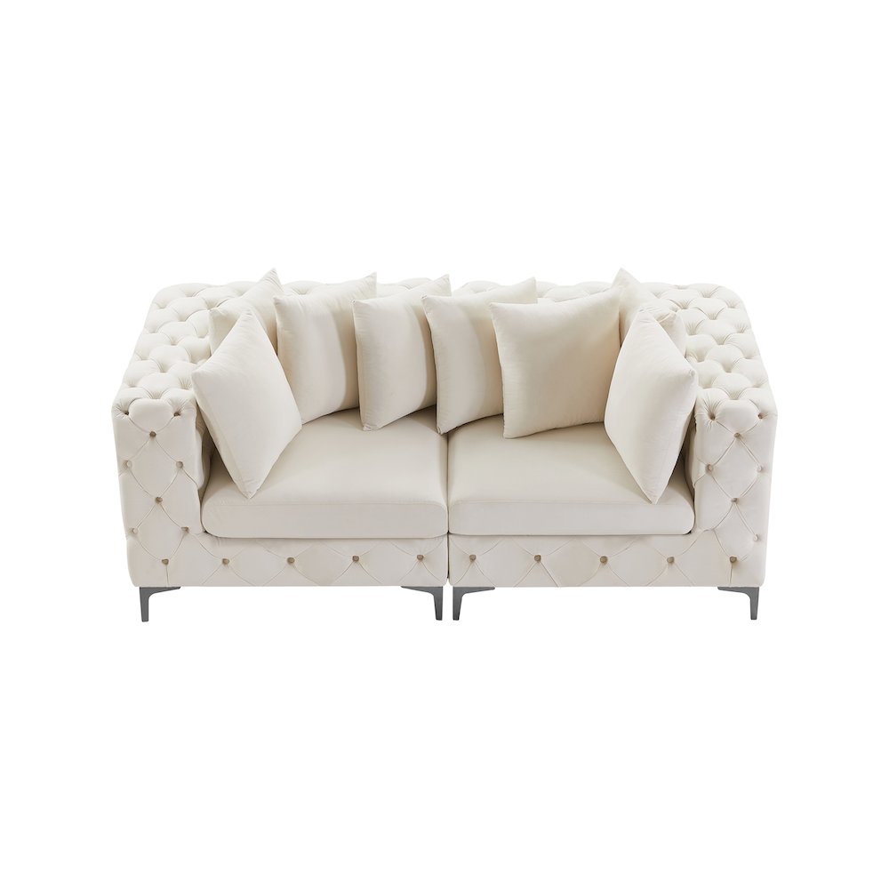 Tremblay Cream Velvet Modular Sofa. Picture 7