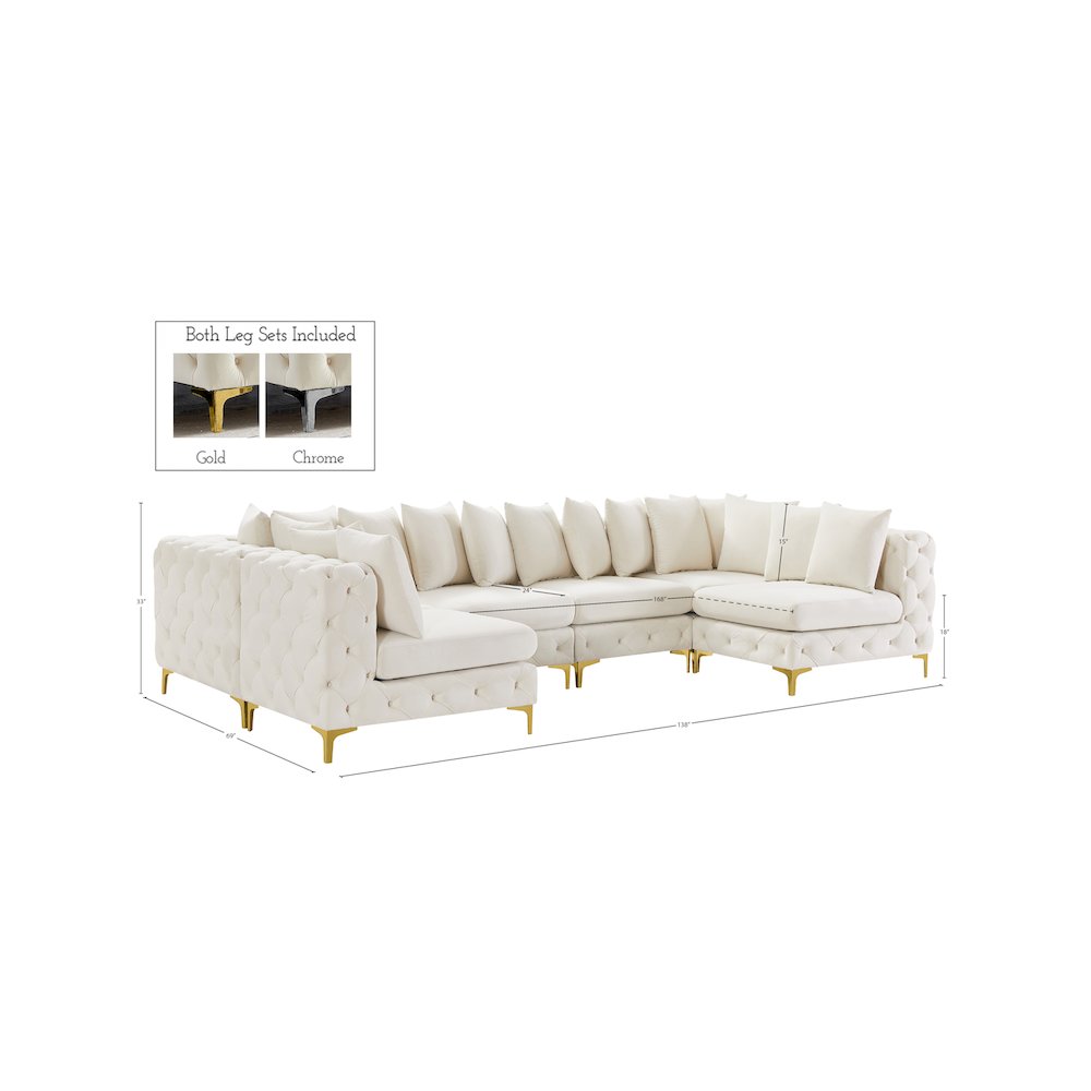 Tremblay Cream Velvet Modular Sectional. Picture 14