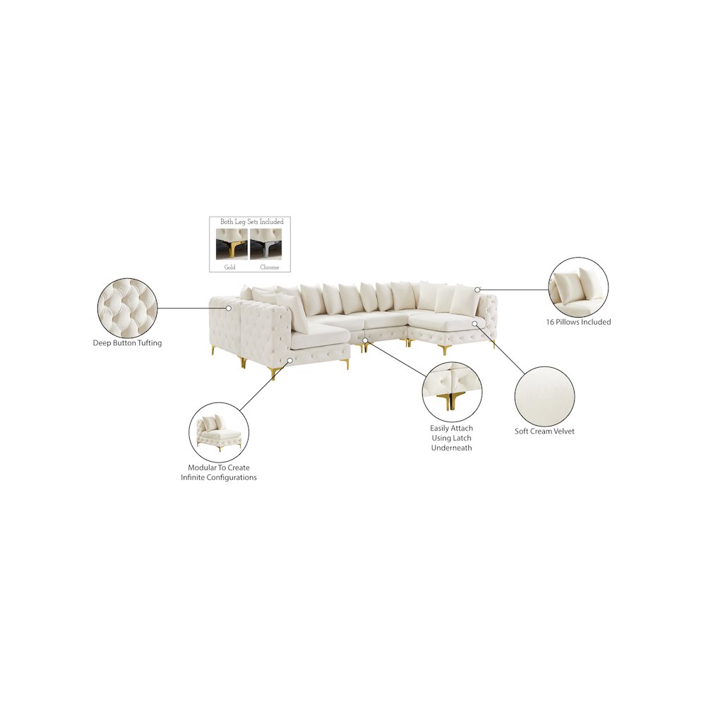 Tremblay Cream Velvet Modular Sectional. Picture 15