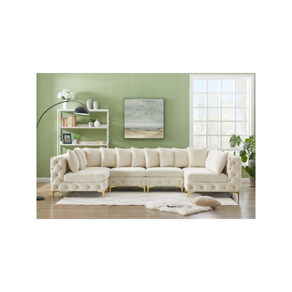 Tremblay Cream Velvet Modular Sectional. Picture 2