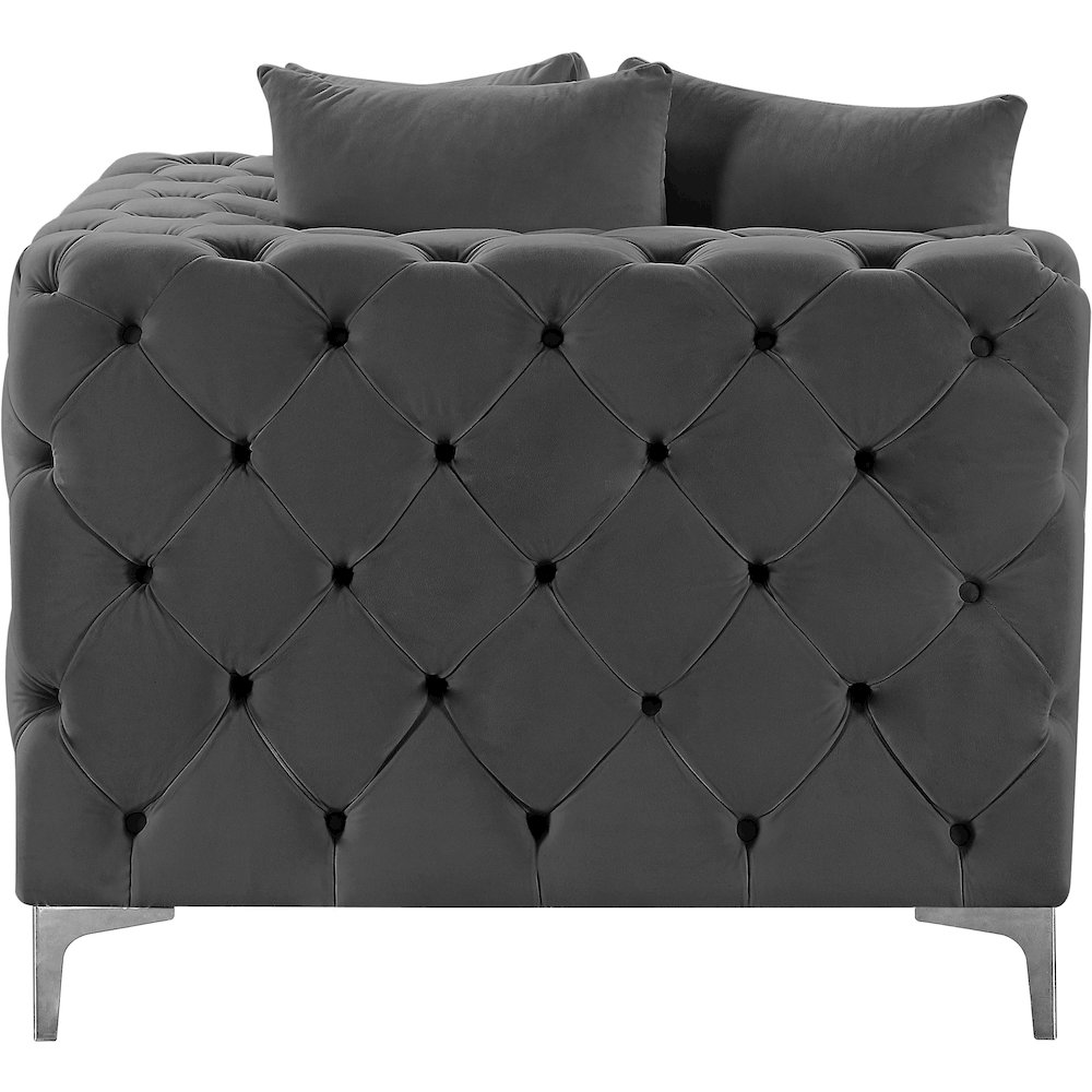 Tremblay Grey Velvet Corner Chair. Picture 9