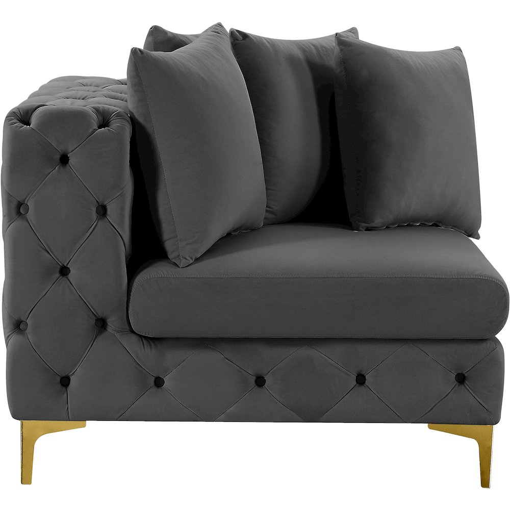 Tremblay Grey Velvet Corner Chair. Picture 10