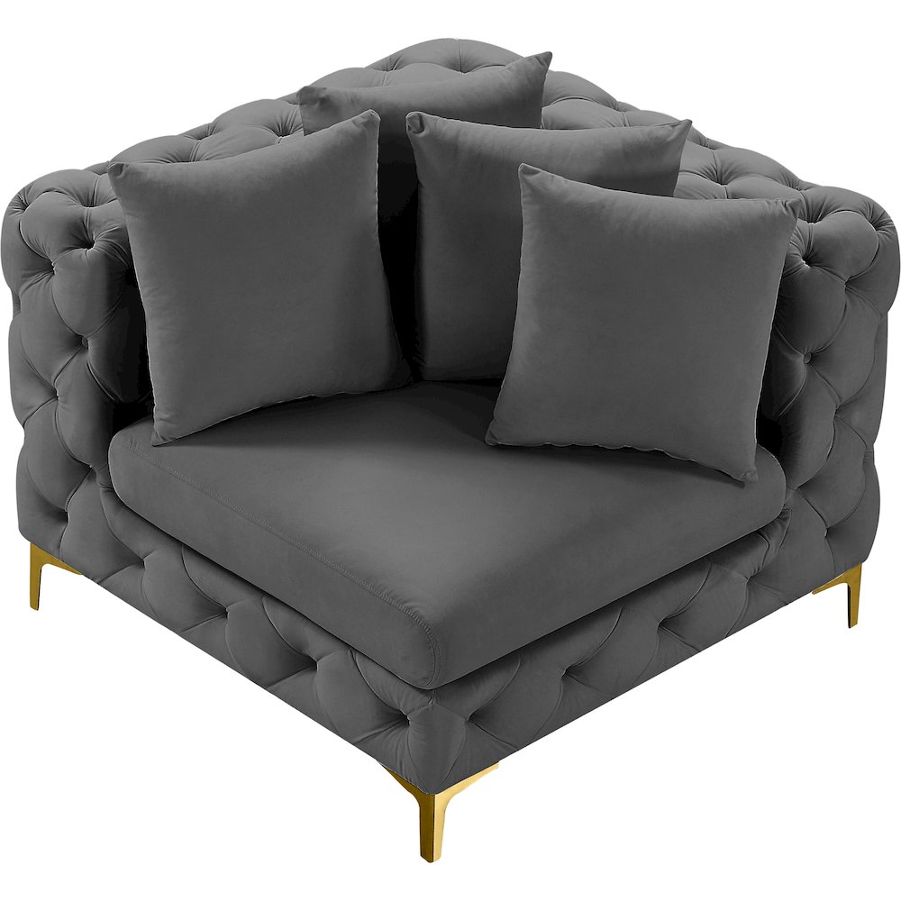 Tremblay Grey Velvet Corner Chair. Picture 4