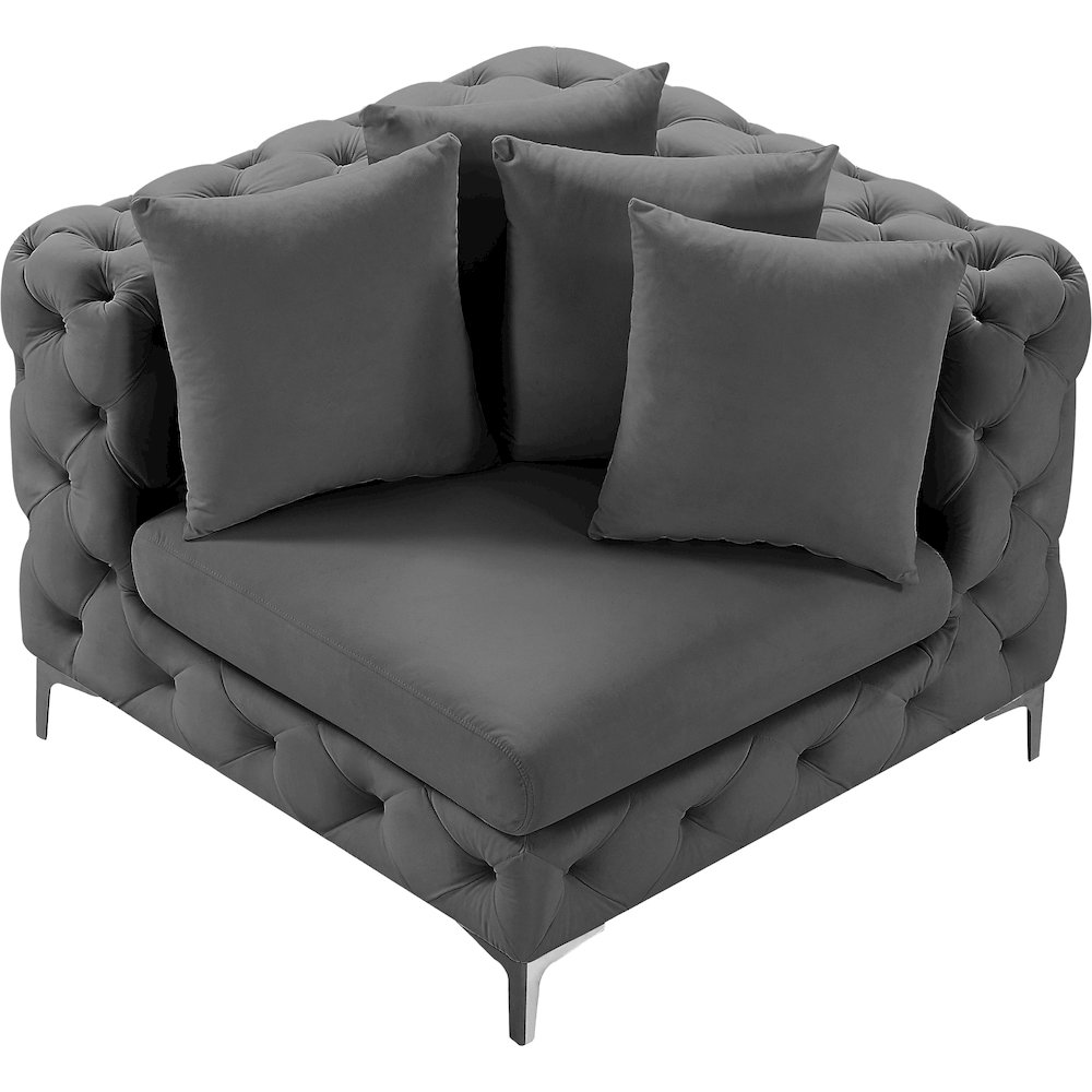 Tremblay Grey Velvet Corner Chair. Picture 5