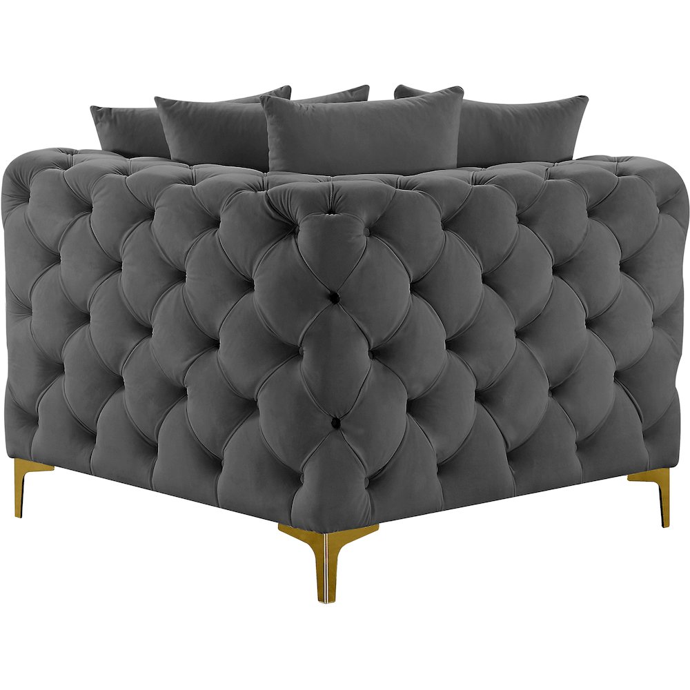 Tremblay Grey Velvet Corner Chair. Picture 6