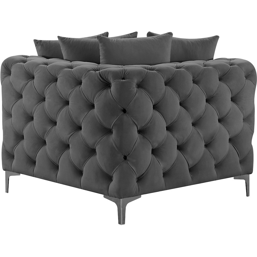 Tremblay Grey Velvet Corner Chair. Picture 7