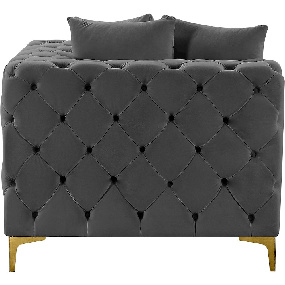 Tremblay Grey Velvet Corner Chair. Picture 8