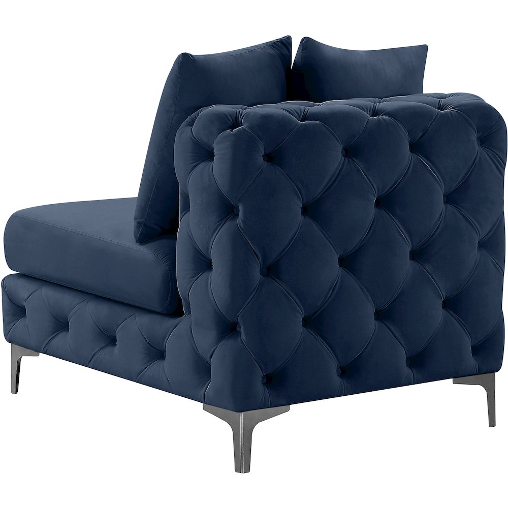 Tremblay Navy Velvet Armless Chair. Picture 9