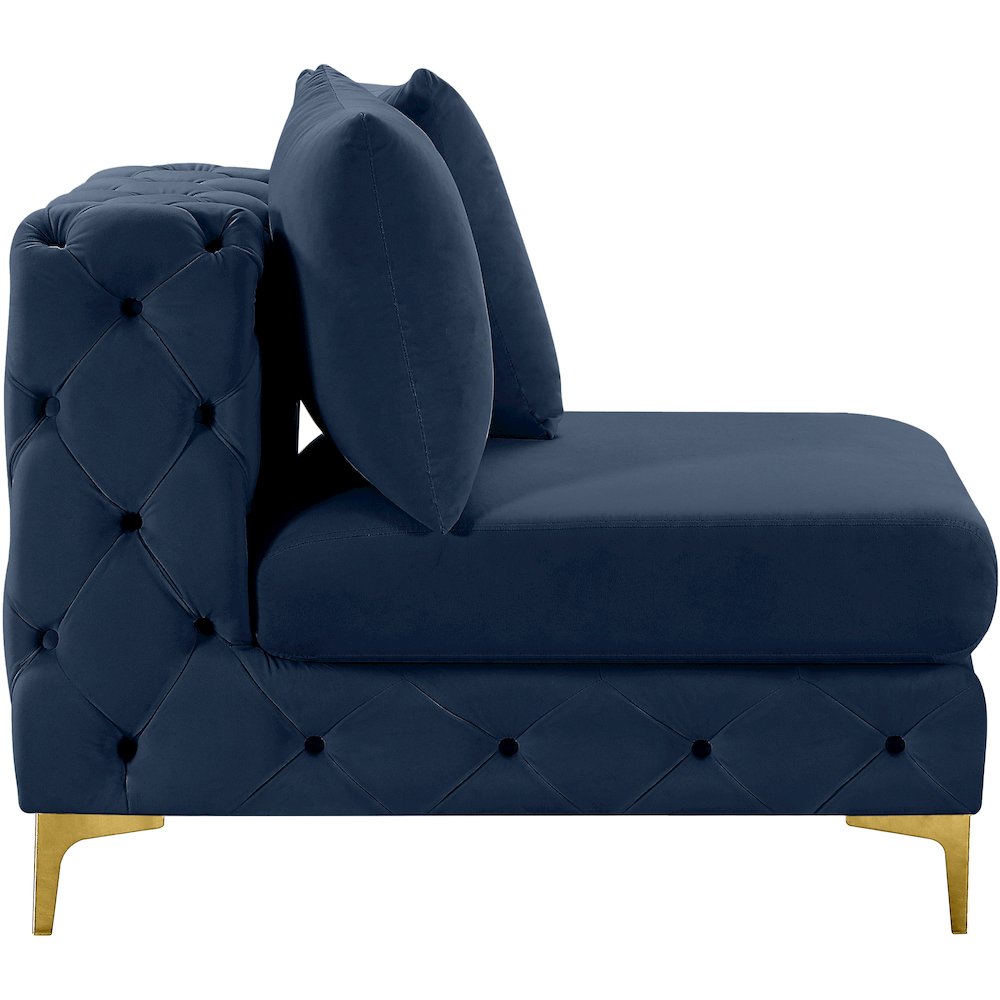 Tremblay Navy Velvet Armless Chair. Picture 12