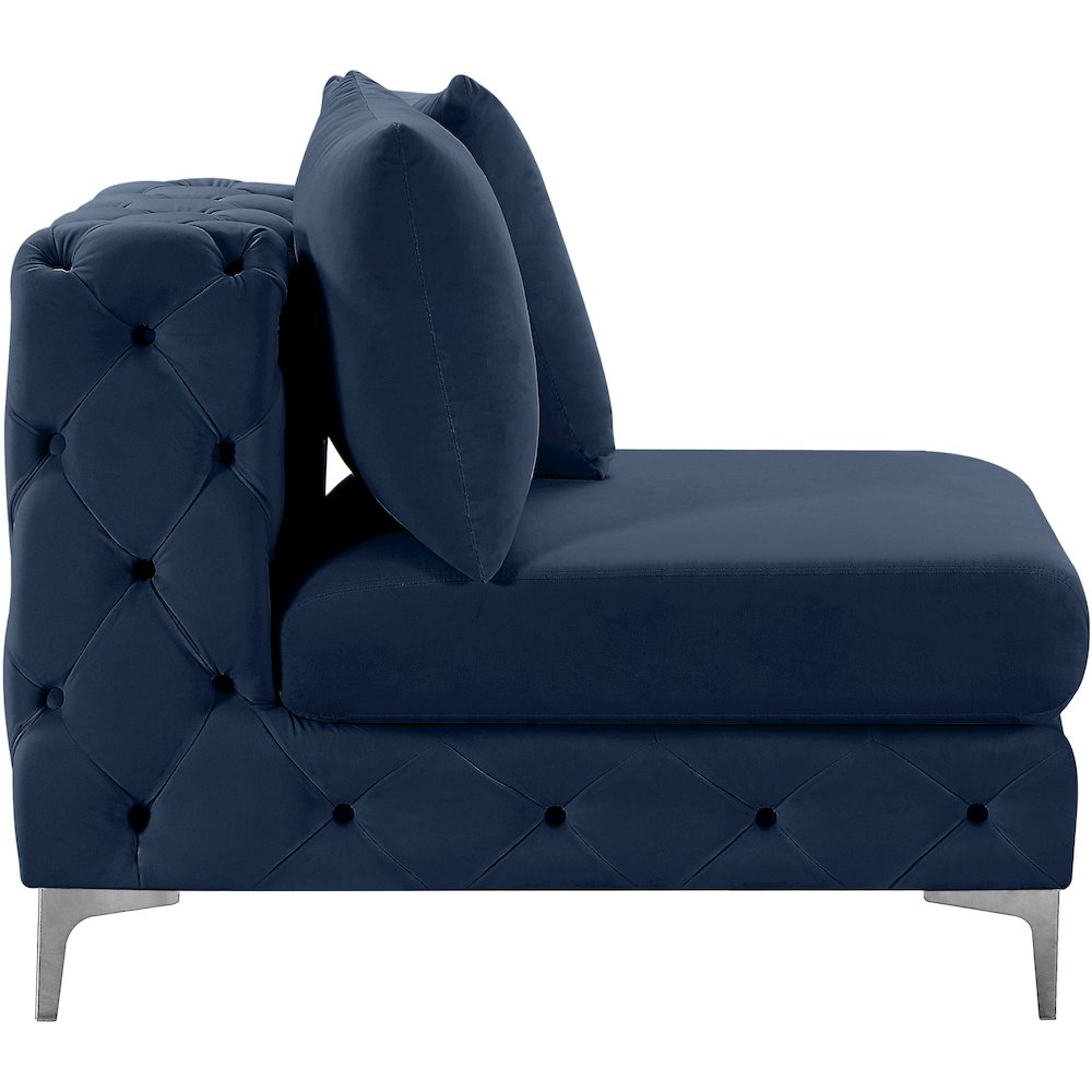 Tremblay Navy Velvet Armless Chair. Picture 13