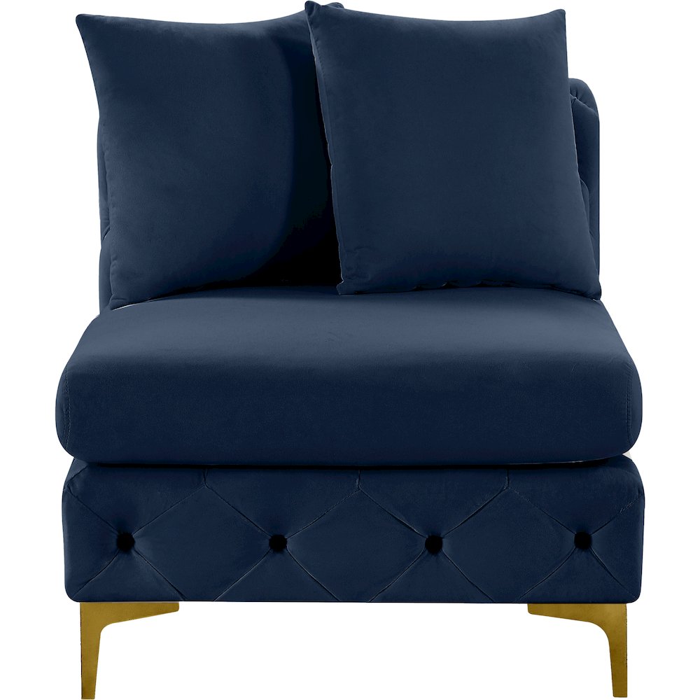 Tremblay Navy Velvet Armless Chair. Picture 1