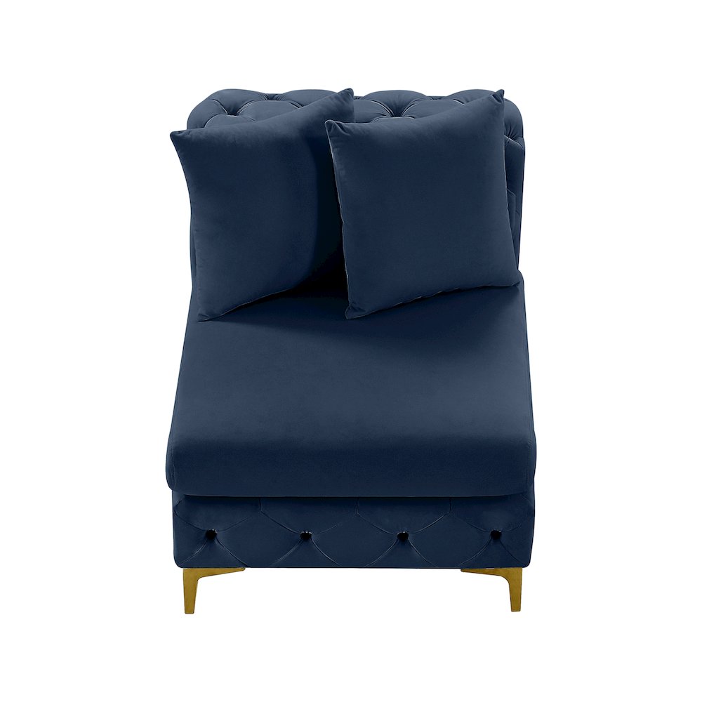 Tremblay Navy Velvet Armless Chair. Picture 6