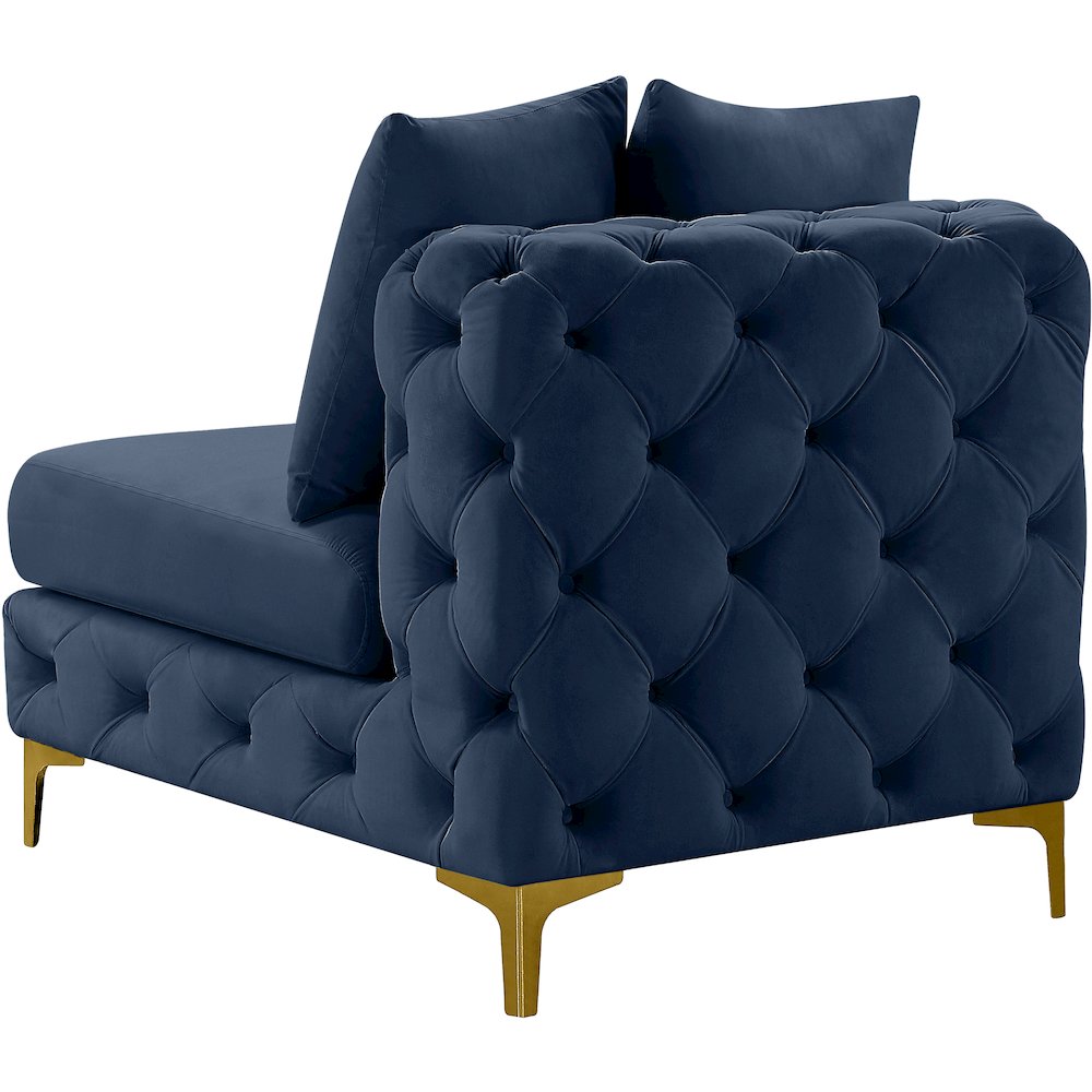 Tremblay Navy Velvet Armless Chair. Picture 8
