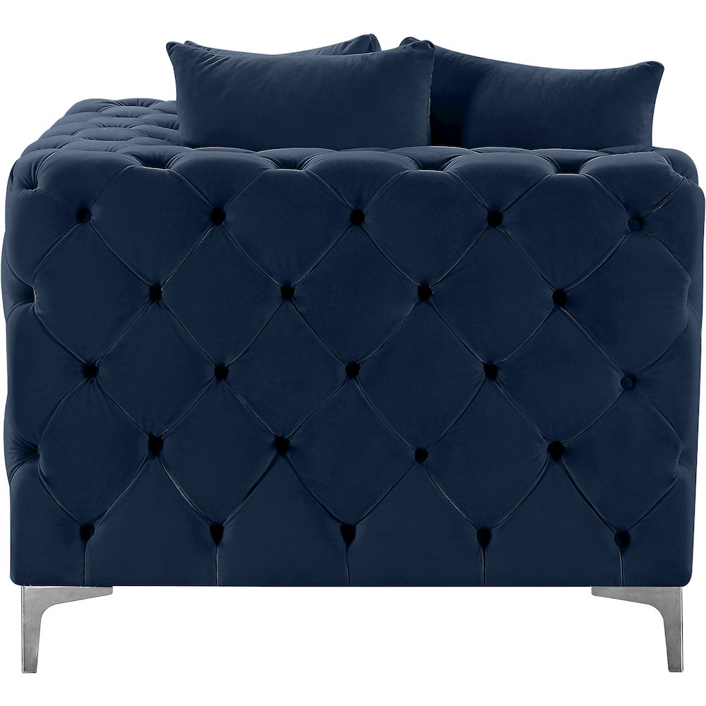 Tremblay Navy Velvet Corner Chair. Picture 9
