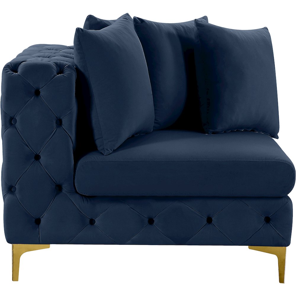 Tremblay Navy Velvet Corner Chair. Picture 10