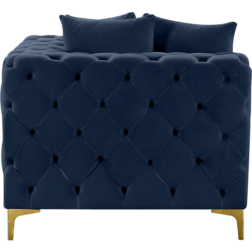 Tremblay Navy Velvet Corner Chair. Picture 8
