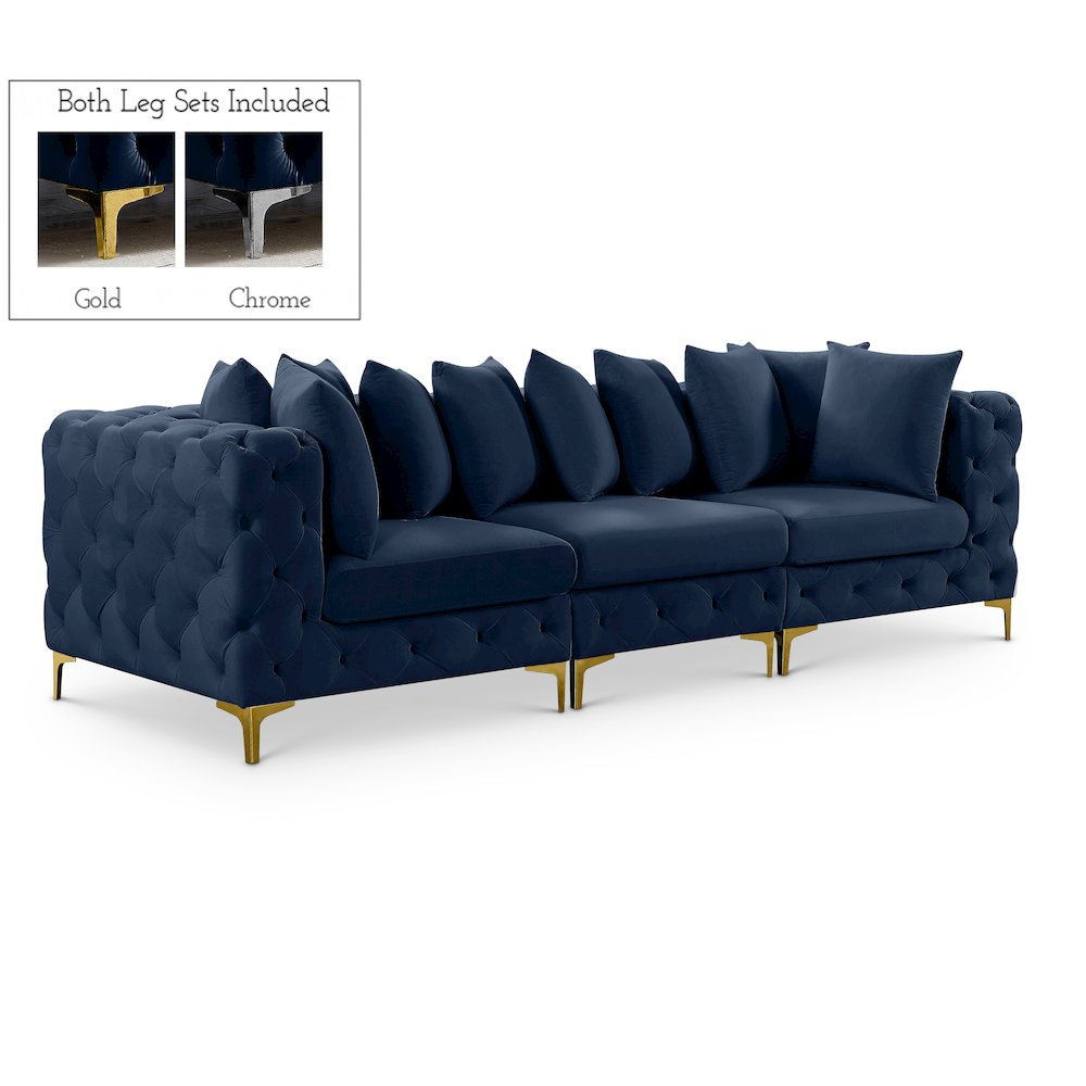 Tremblay Navy Velvet Modular Sofa. Picture 1