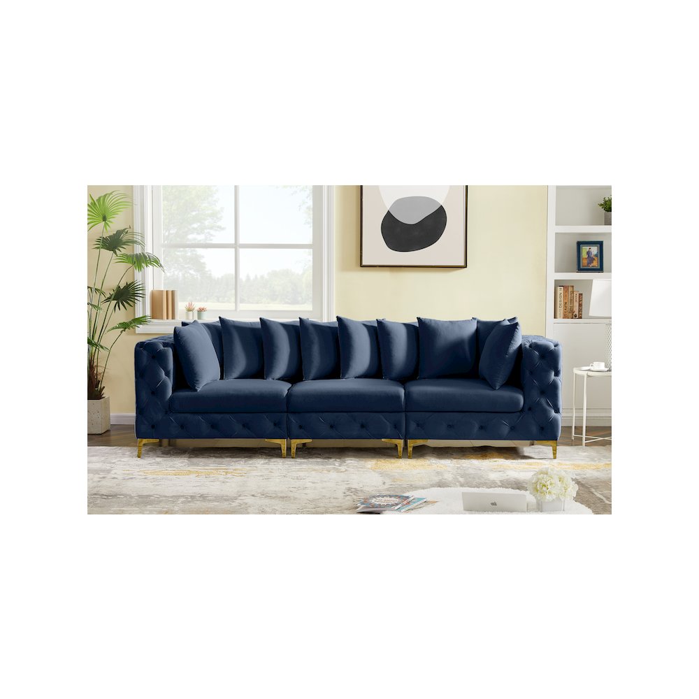 Tremblay Navy Velvet Modular Sofa. Picture 2