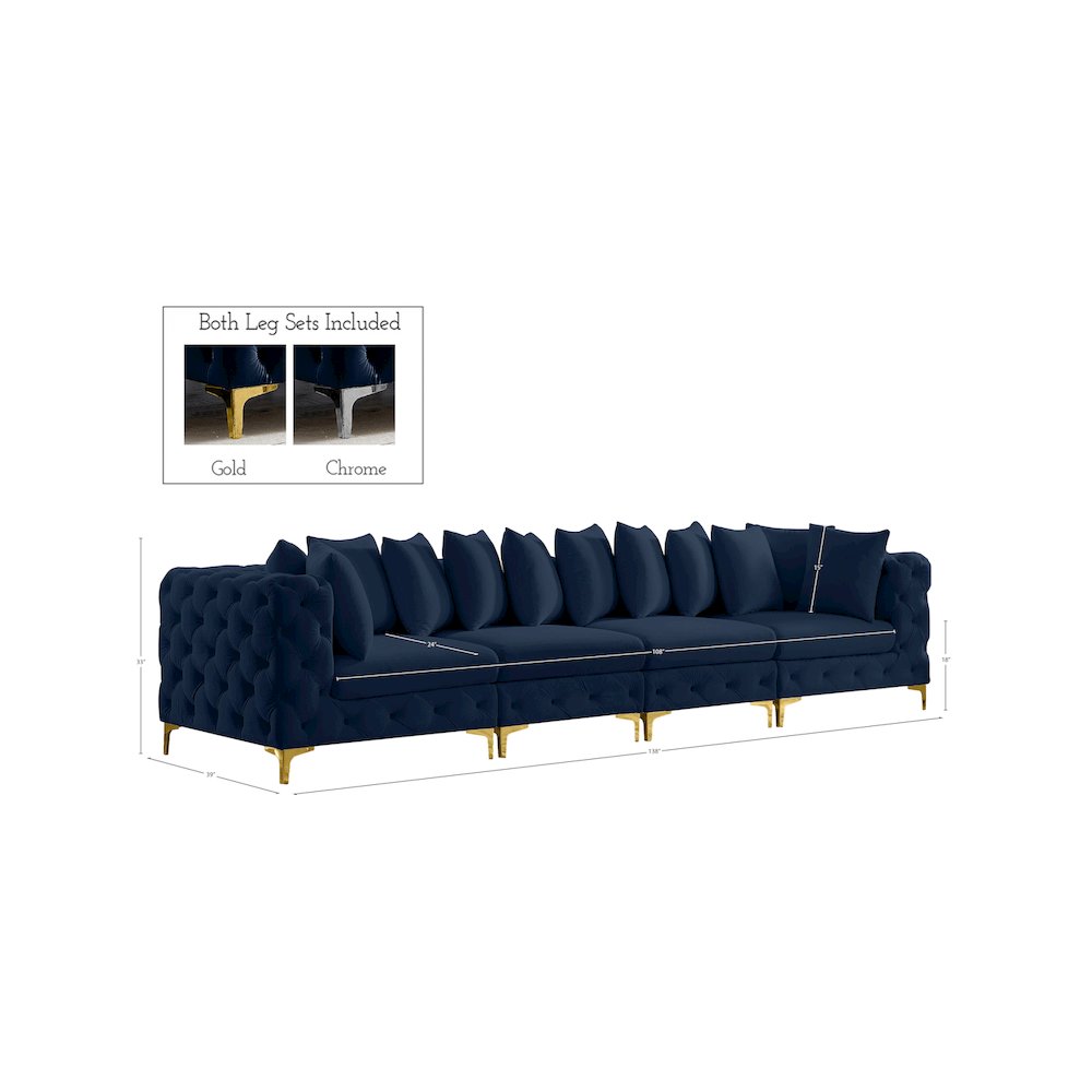 Tremblay Navy Velvet Modular Sofa. Picture 10