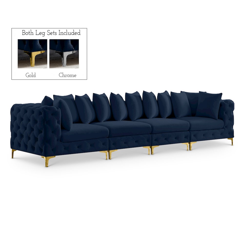 Tremblay Navy Velvet Modular Sofa. Picture 1