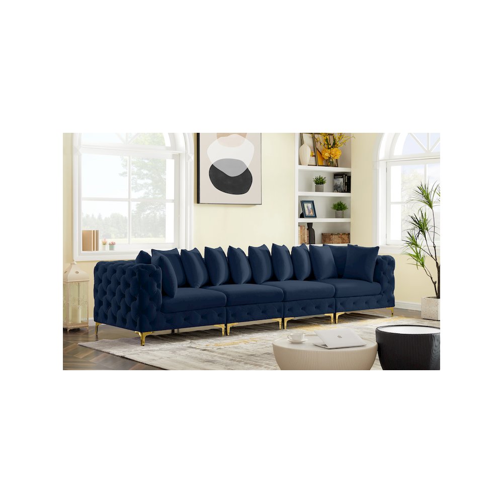 Tremblay Navy Velvet Modular Sofa. Picture 2