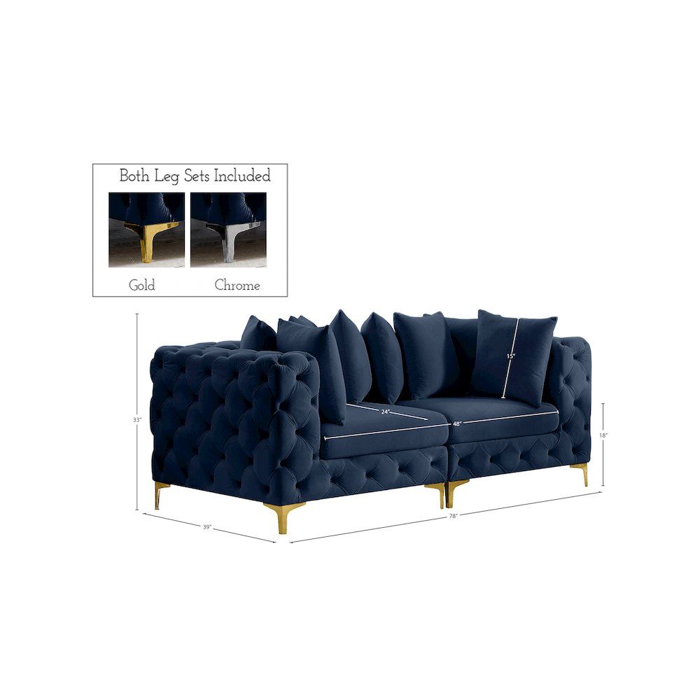 Tremblay Navy Velvet Modular Sofa. Picture 12
