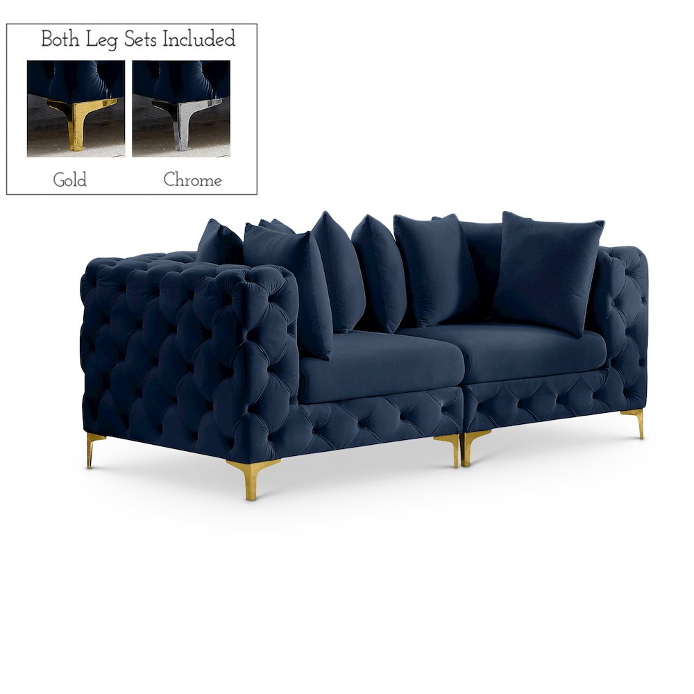 Tremblay Navy Velvet Modular Sofa. Picture 1