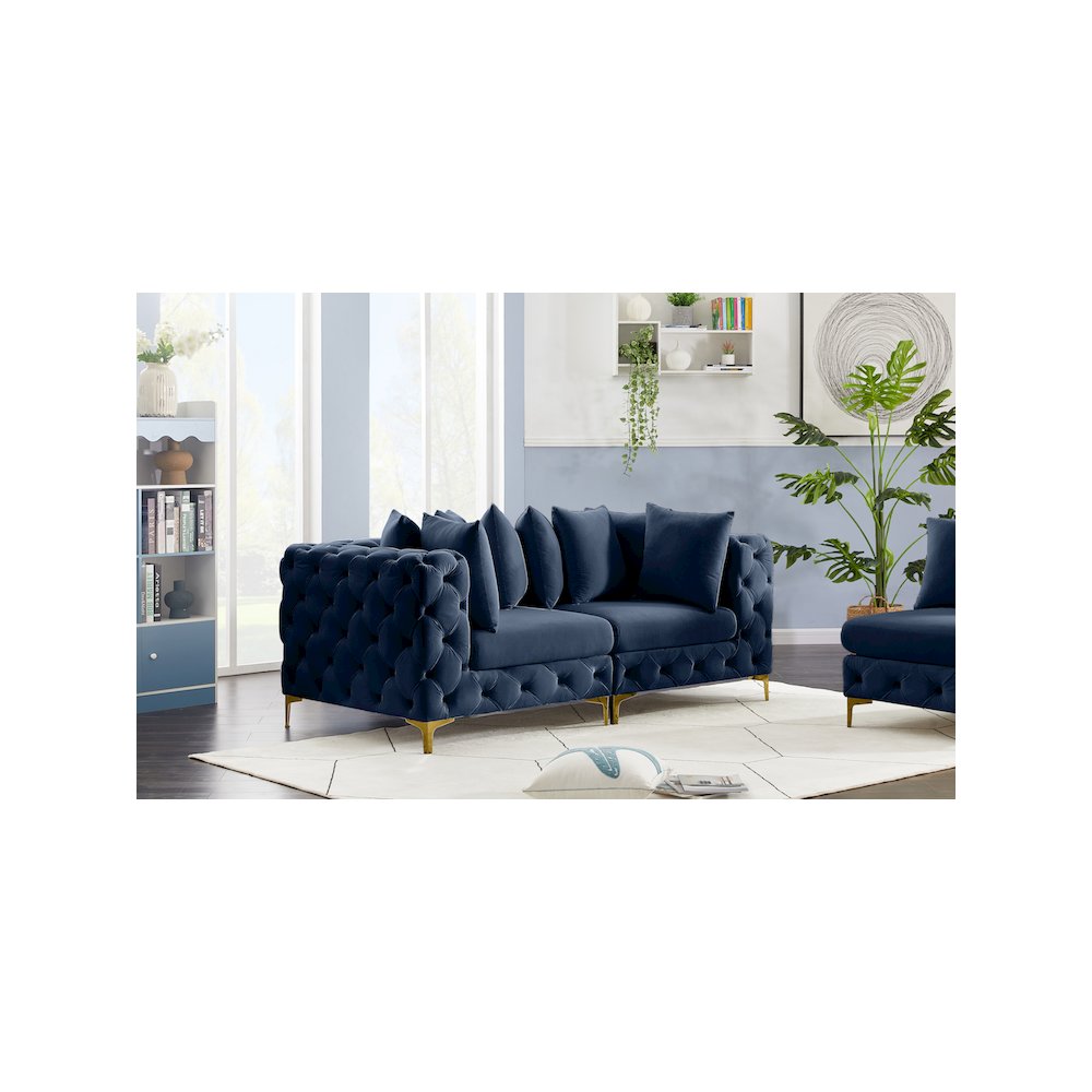 Tremblay Navy Velvet Modular Sofa. Picture 2