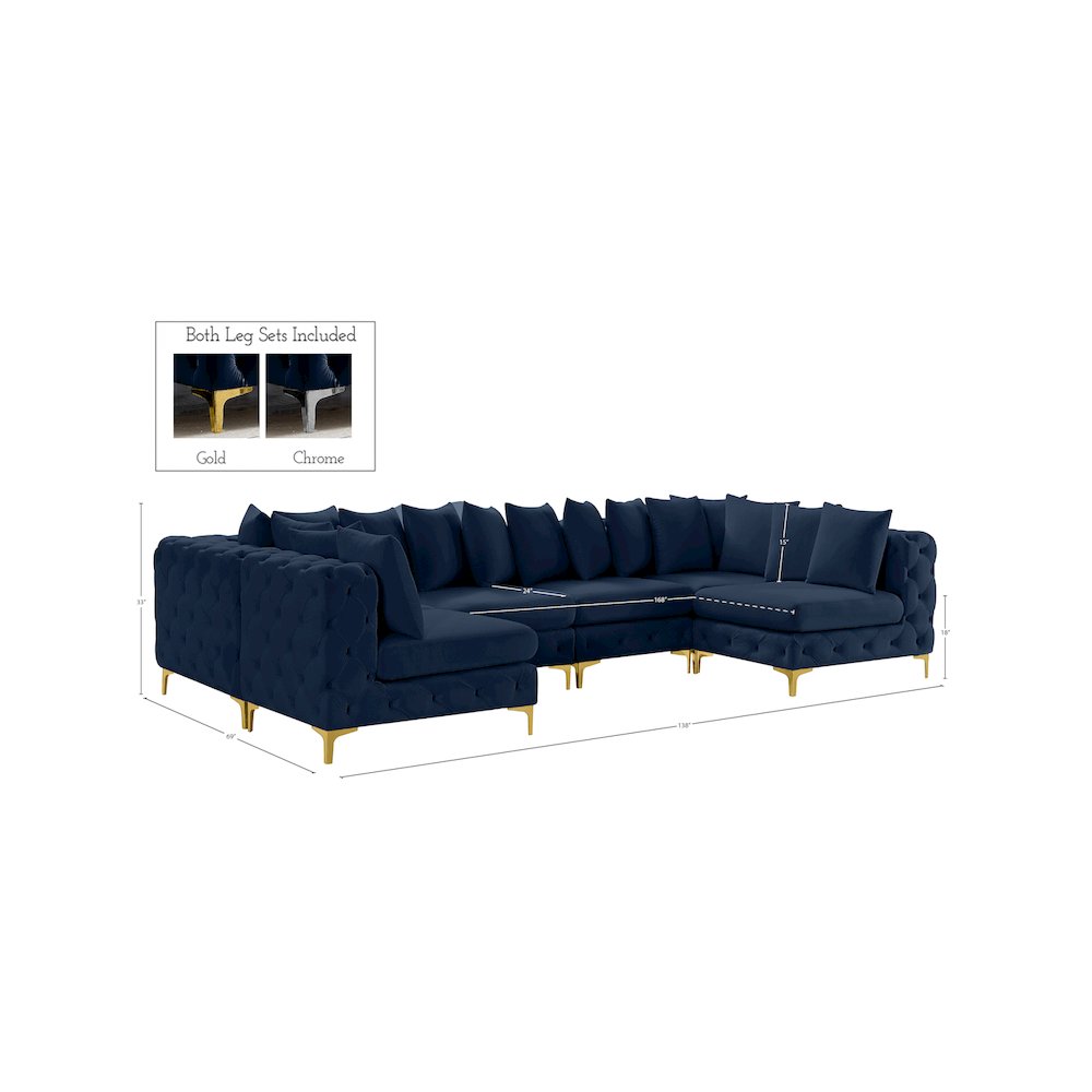Tremblay Navy Velvet Modular Sectional. Picture 14