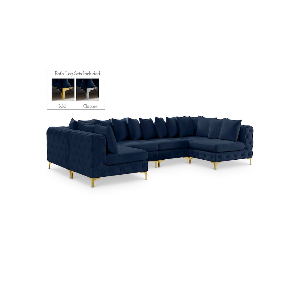 Tremblay Navy Velvet Modular Sectional. Picture 1