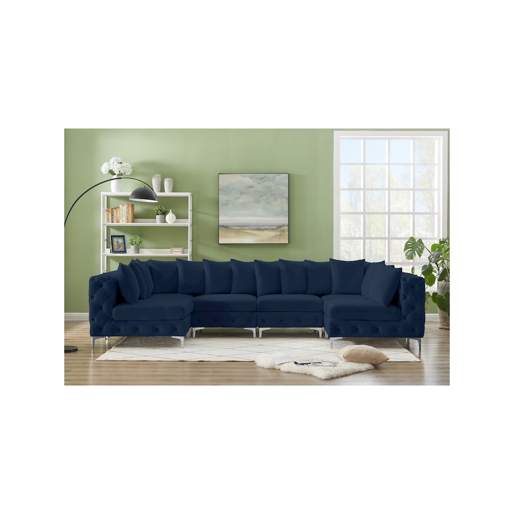 Tremblay Navy Velvet Modular Sectional. Picture 3