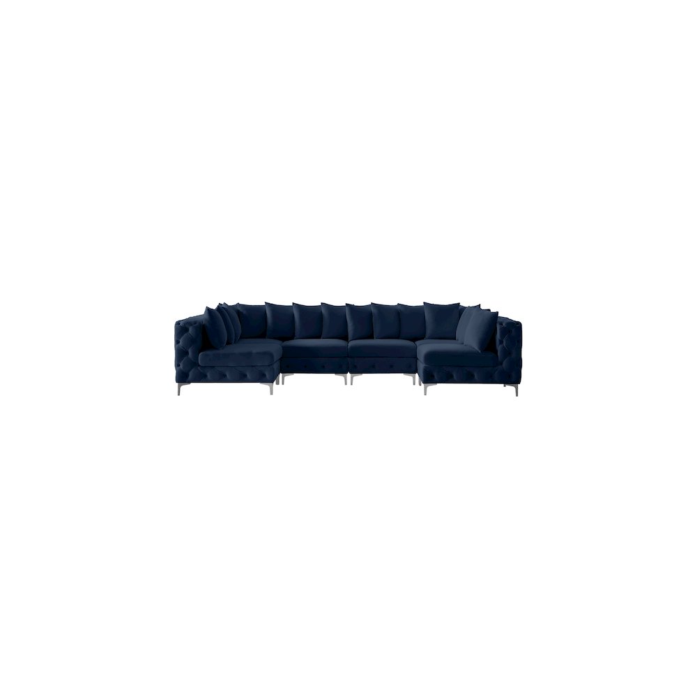 Tremblay Navy Velvet Modular Sectional. Picture 5