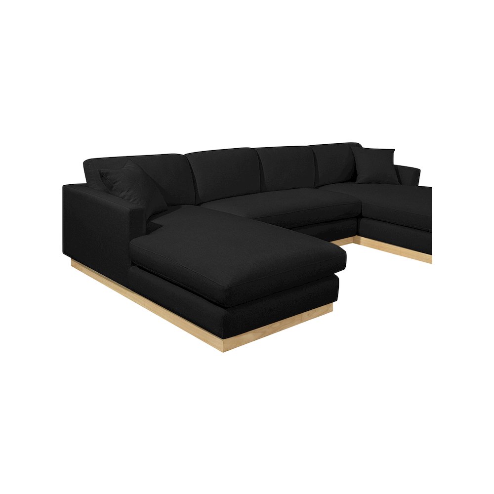 Johanna Black Linen Textured Fabric 3pc. Sectional. Picture 12
