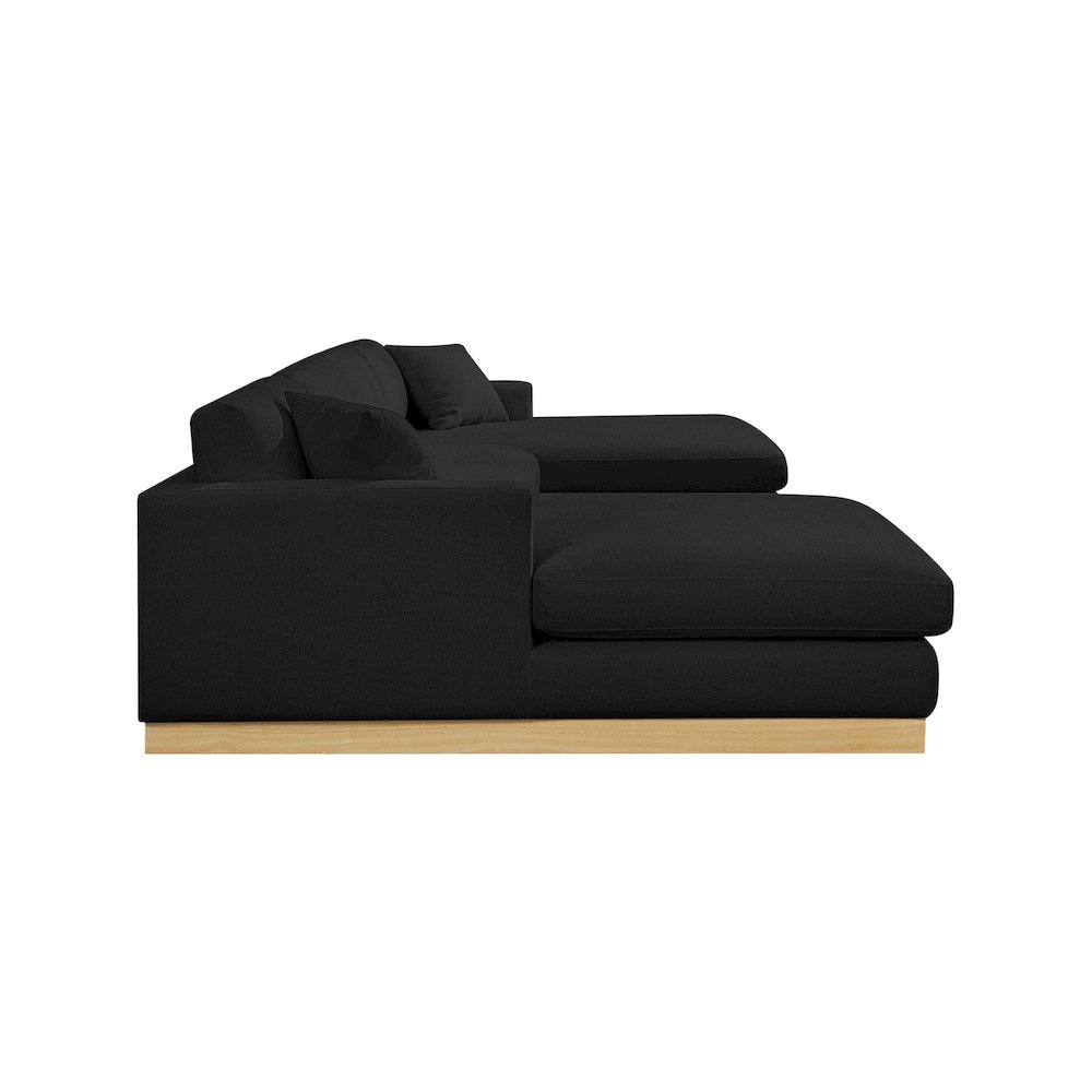 Johanna Black Linen Textured Fabric 3pc. Sectional. Picture 7
