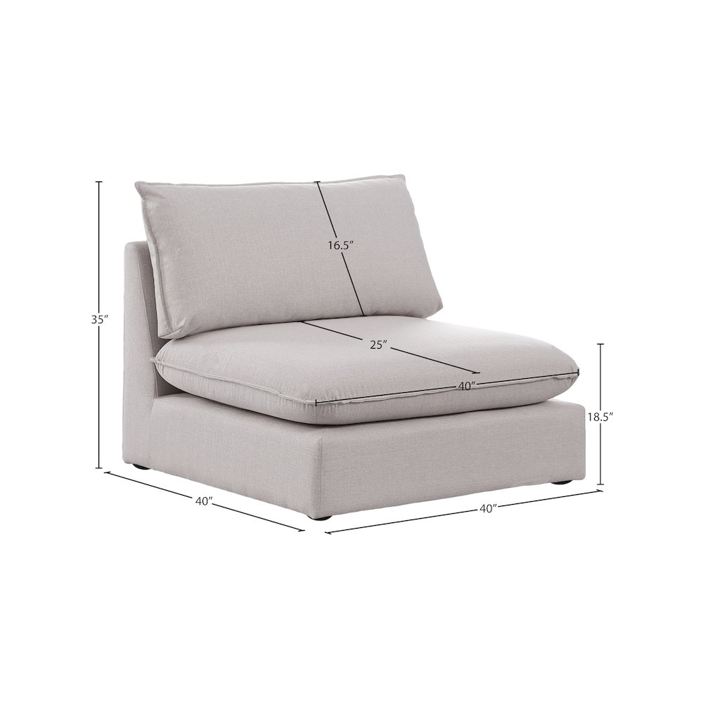 Mackenzie Beige Durable Linen Textured Armless Chair. Picture 6