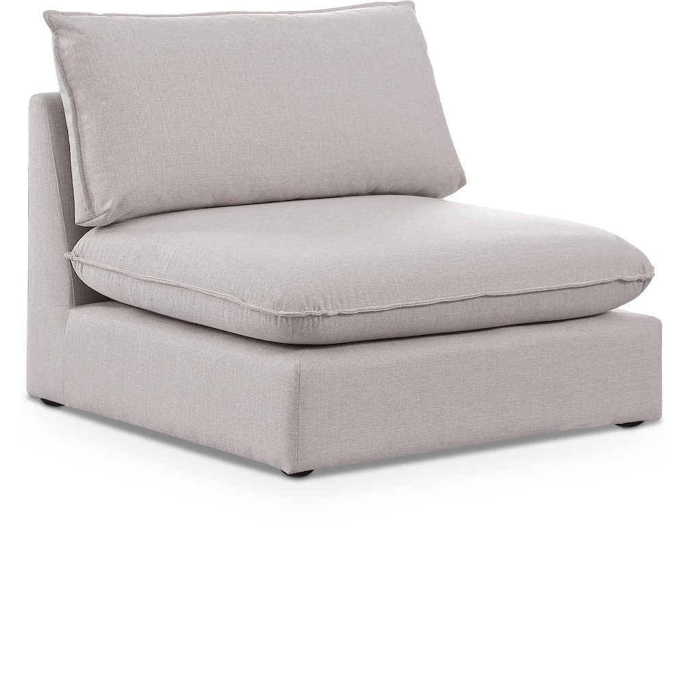 Mackenzie Beige Durable Linen Textured Armless Chair. Picture 1