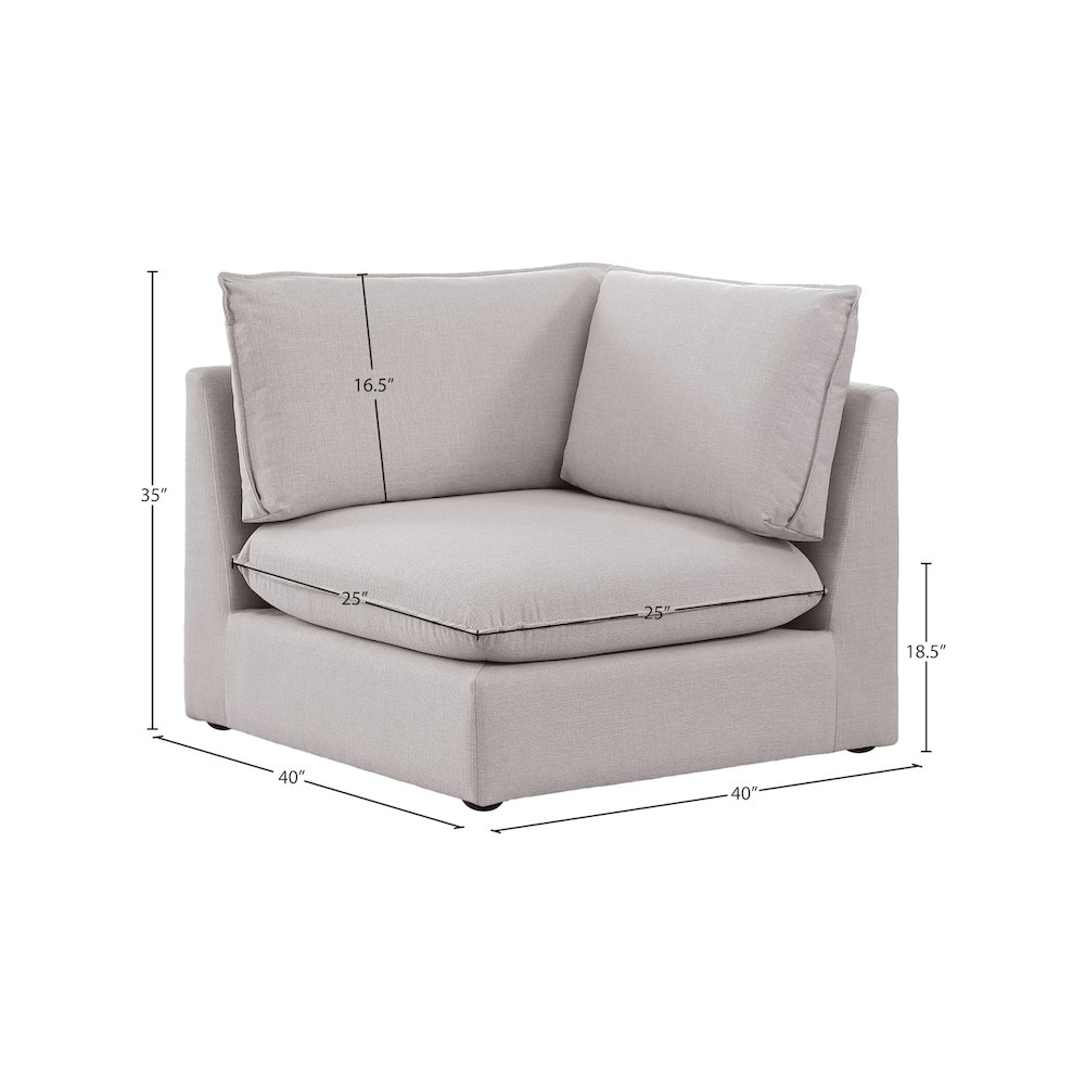 Mackenzie Beige Durable Linen Textured Corner Chair. Picture 6