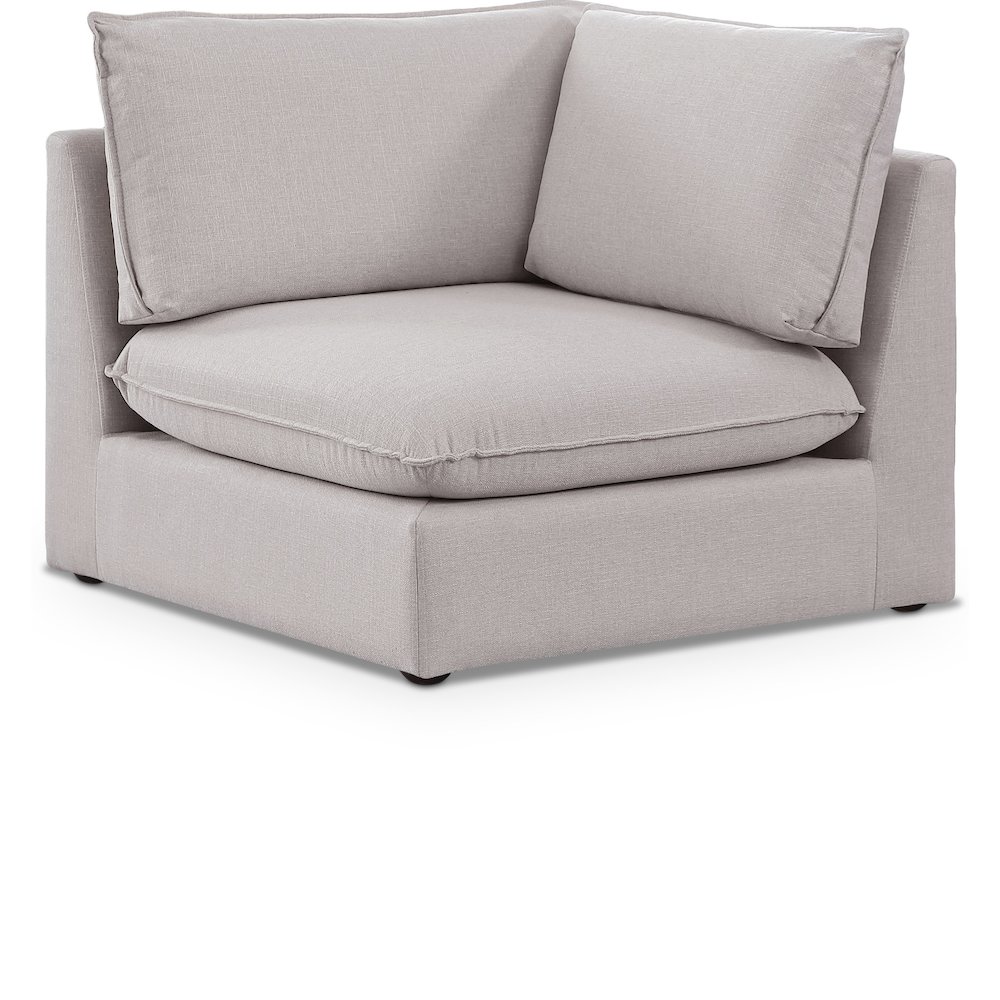 Mackenzie Beige Durable Linen Textured Corner Chair. Picture 1