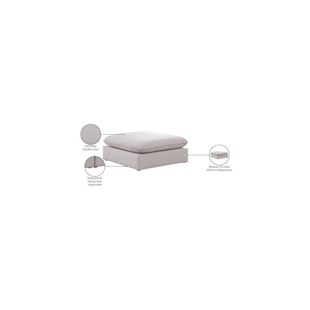 Mackenzie Beige Durable Linen Textured Ottoman. Picture 5