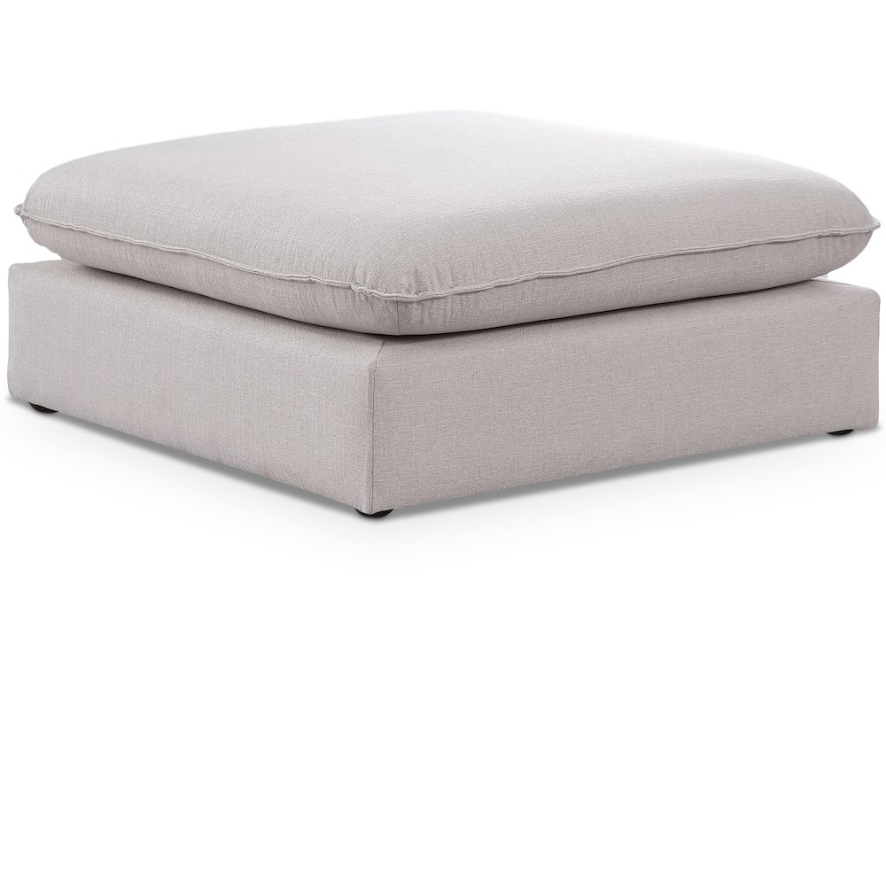 Mackenzie Beige Durable Linen Textured Ottoman. Picture 1