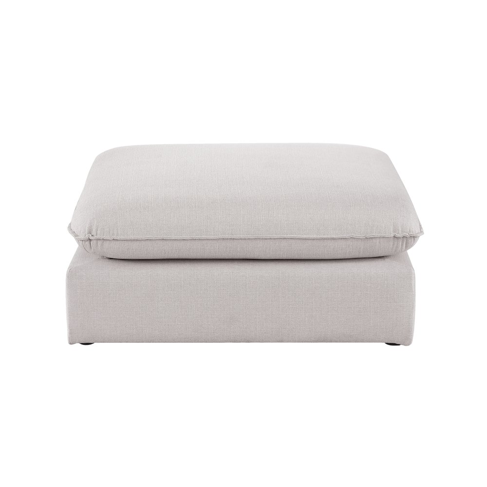 Mackenzie Beige Durable Linen Textured Ottoman. Picture 2