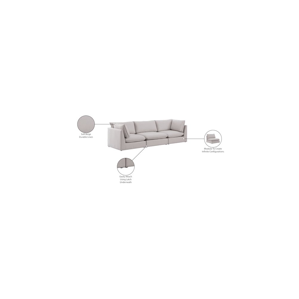 Mackenzie Beige Durable Linen Textured Modular Sofa. Picture 9