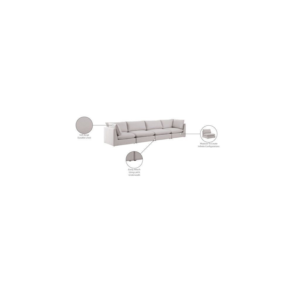 Mackenzie Beige Durable Linen Textured Modular Sofa. Picture 9