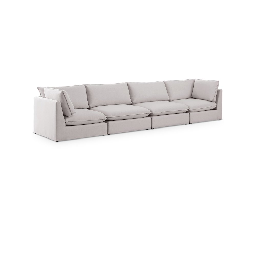Mackenzie Beige Durable Linen Textured Modular Sofa. Picture 1