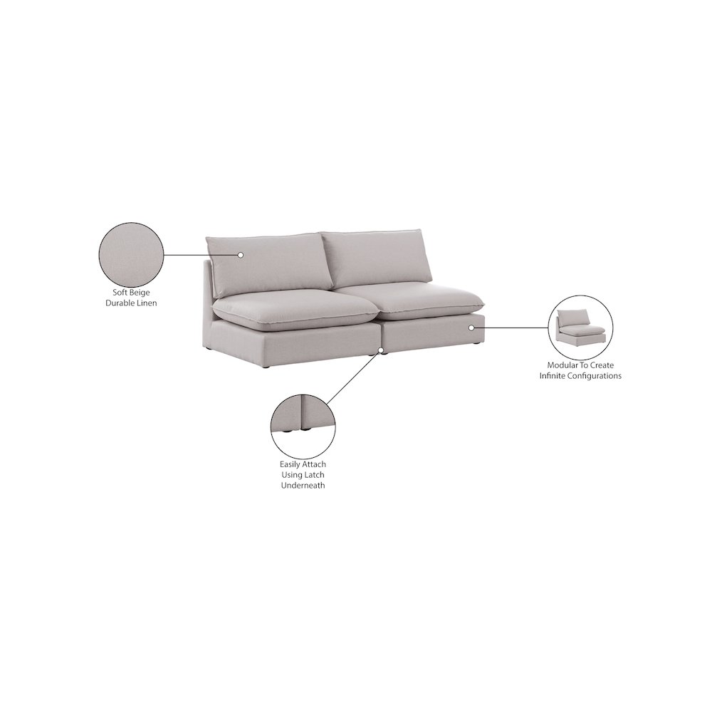 Mackenzie Beige Durable Linen Textured Modular Sofa. Picture 7