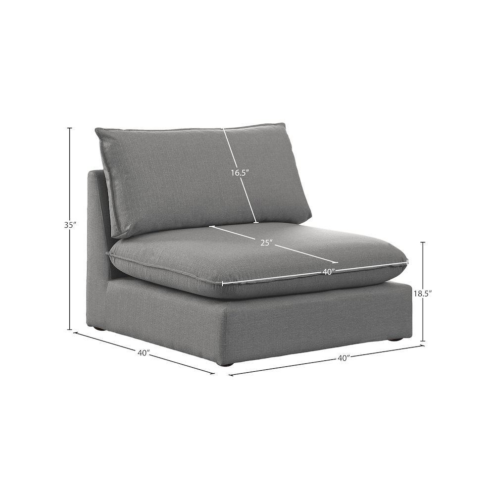 Mackenzie Grey Durable Linen Textured Armless Chair. Picture 6