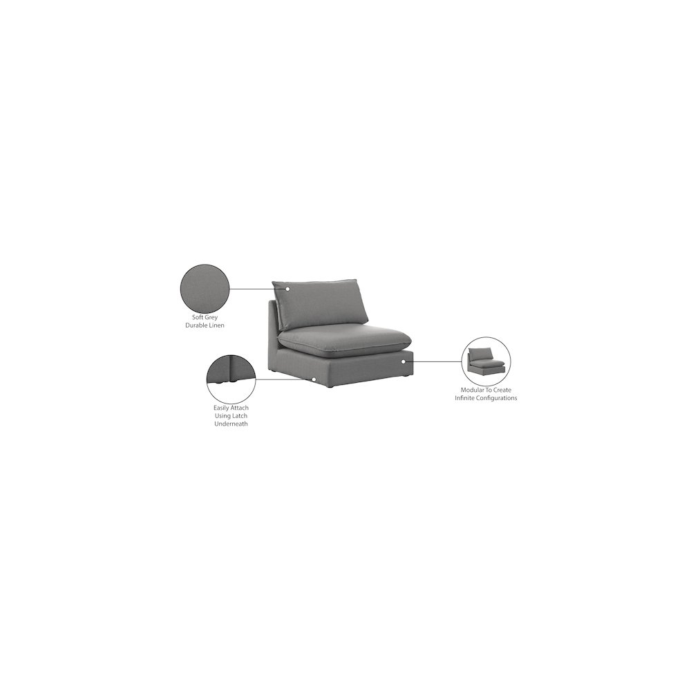 Mackenzie Grey Durable Linen Textured Armless Chair. Picture 7